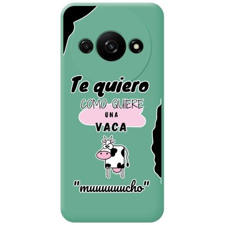 Funda Silicona Líquida Verde para Xiaomi Redmi A3 diseño Vaca Dibujos