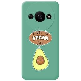 Funda Silicona Líquida Verde para Xiaomi Redmi A3 diseño Vegan Life Dibujos