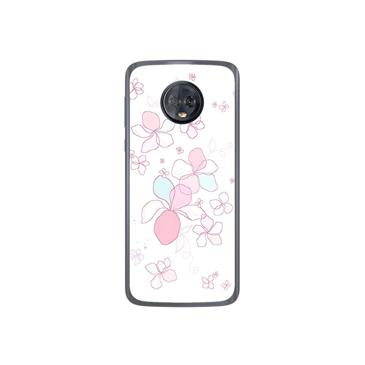 Funda Gel Tpu para Motorola Moto G6 Diseño Flores Minimal Dibujos