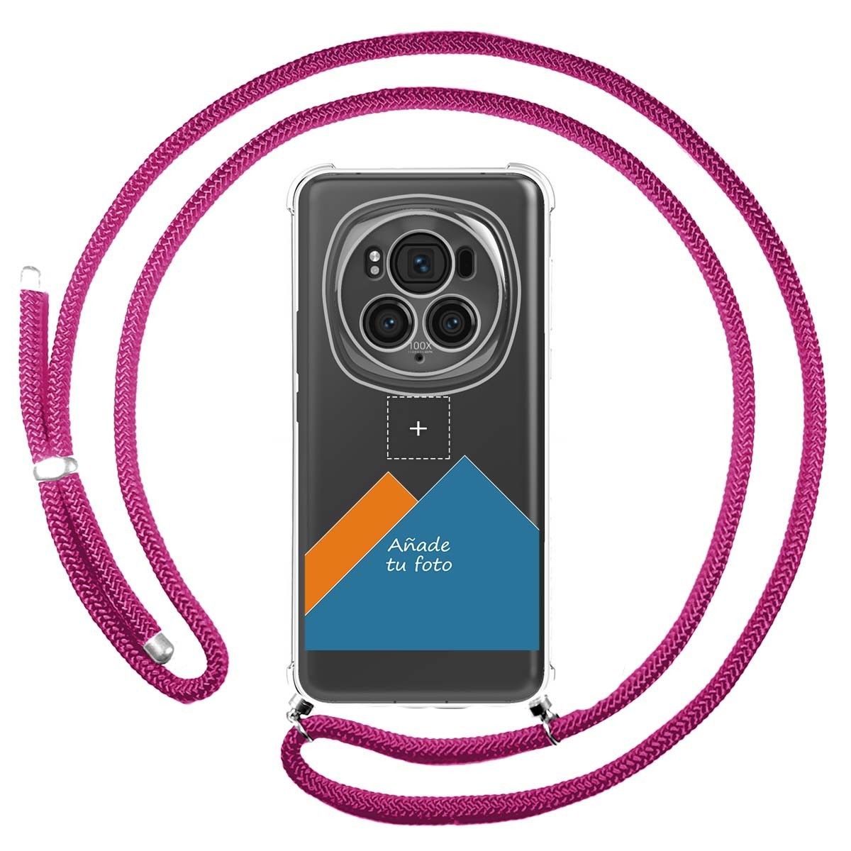 Personaliza tu Funda Colgante Transparente para Huawei Honor Magic 6 Pro 5G con Cordon Rosa Fucsia Dibujo Personalizada