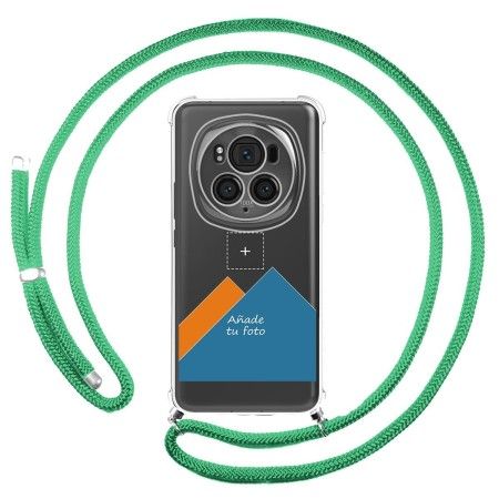 Personaliza tu Funda Colgante Transparente para Huawei Honor Magic 6 Pro 5G con Cordon Verde Agua Dibujo Personalizada