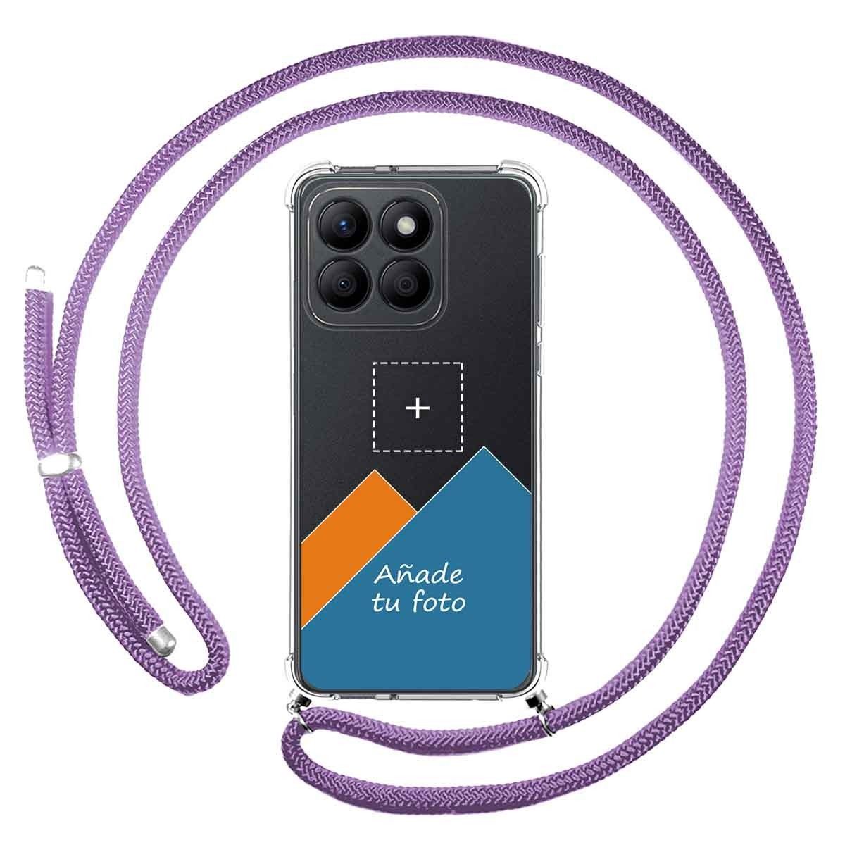 Personaliza tu Funda Colgante Transparente para Huawei Honor X8b con Cordon Morado Dibujo Personalizada