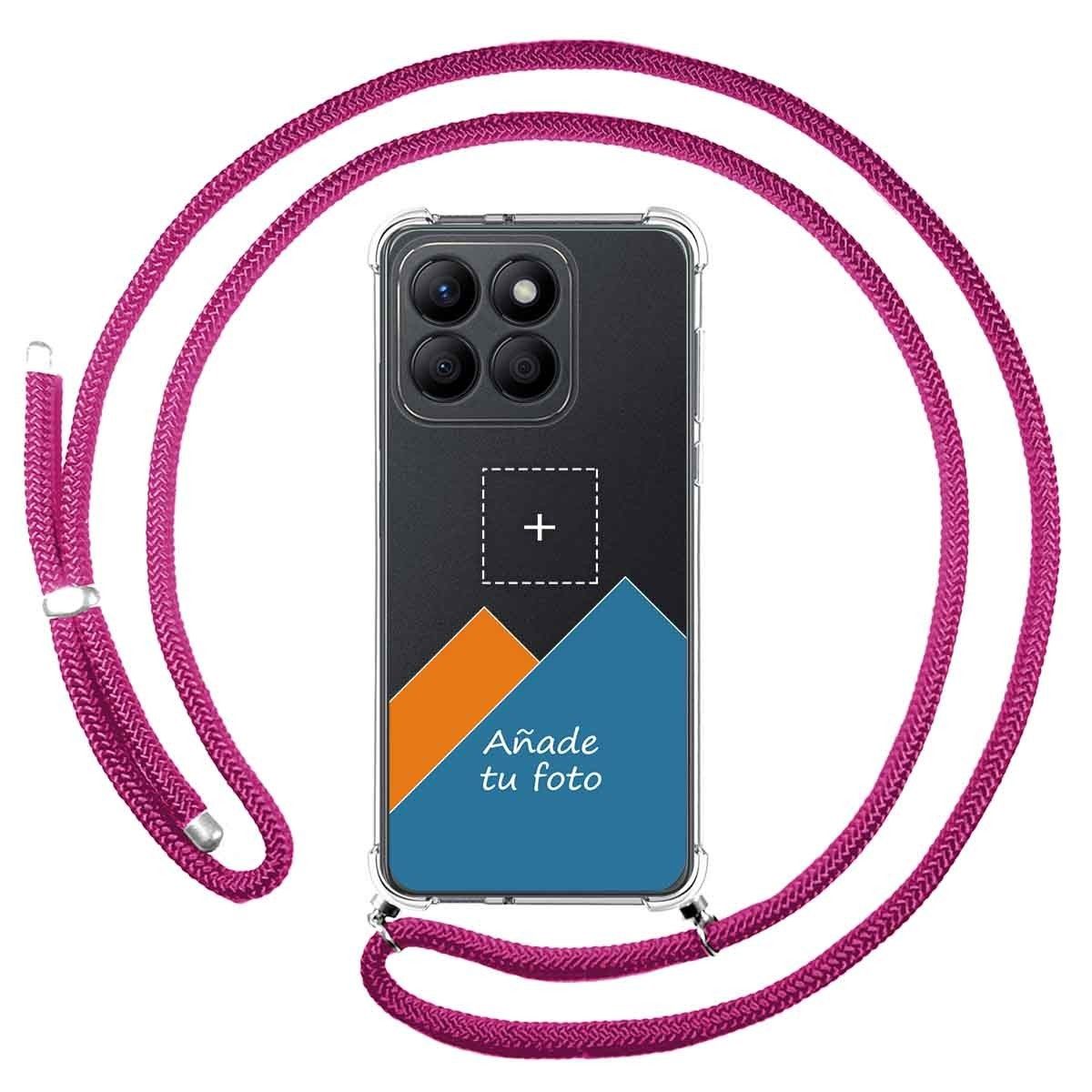 Personaliza tu Funda Colgante Transparente para Huawei Honor X8b con Cordon Rosa Fucsia Dibujo Personalizada