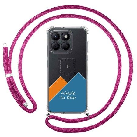 Personaliza tu Funda Colgante Transparente para Huawei Honor X8b con Cordon Rosa Fucsia Dibujo Personalizada