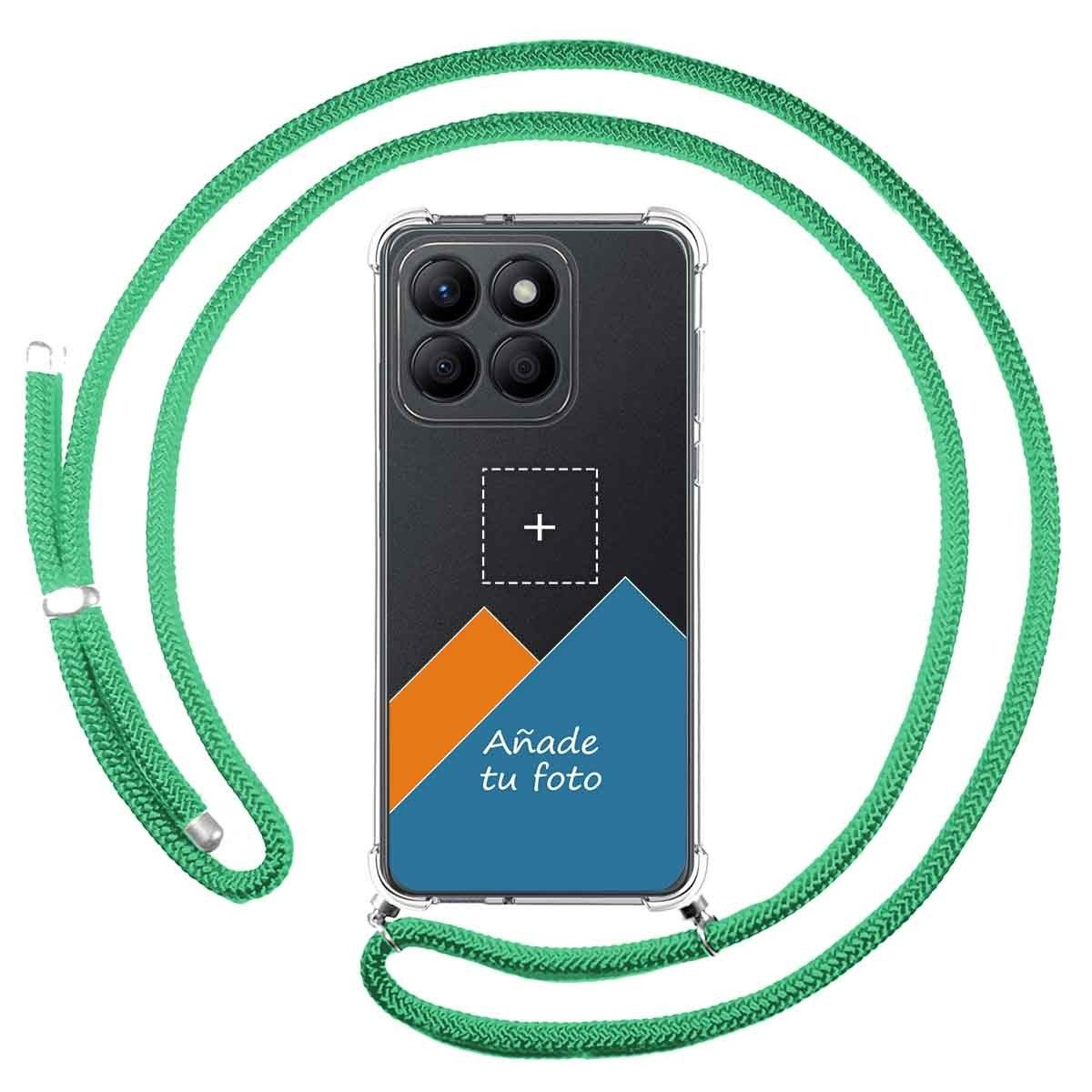 Personaliza tu Funda Colgante Transparente para Huawei Honor X8b con Cordon Verde Agua Dibujo Personalizada