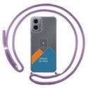 Personaliza tu Funda Colgante Transparente para Motorola Moto G34 5G con Cordon Morado Dibujo Personalizada