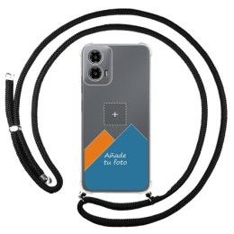 Personaliza tu Funda Colgante Transparente para Motorola Moto G34 5G con Cordon Negro Dibujo Personalizada