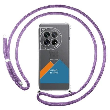 Personaliza tu Funda Colgante Transparente para Oneplus 12 5G con Cordon Morado Dibujo Personalizada