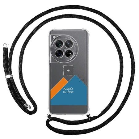 Personaliza tu Funda Colgante Transparente para Oneplus 12 5G con Cordon Negro Dibujo Personalizada