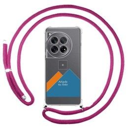 Personaliza tu Funda Colgante Transparente para Oneplus 12 5G con Cordon Rosa Fucsia Dibujo Personalizada