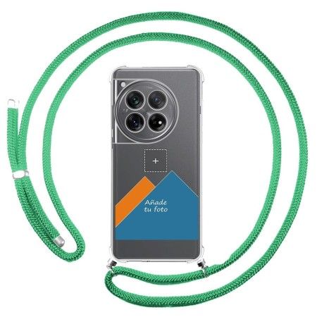 Personaliza tu Funda Colgante Transparente para Oneplus 12 5G con Cordon Verde Agua Dibujo Personalizada