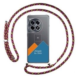 Personaliza tu Funda Colgante Transparente para Oneplus 12R 5G con Cordon Rosa / Dorado Dibujo Personalizada