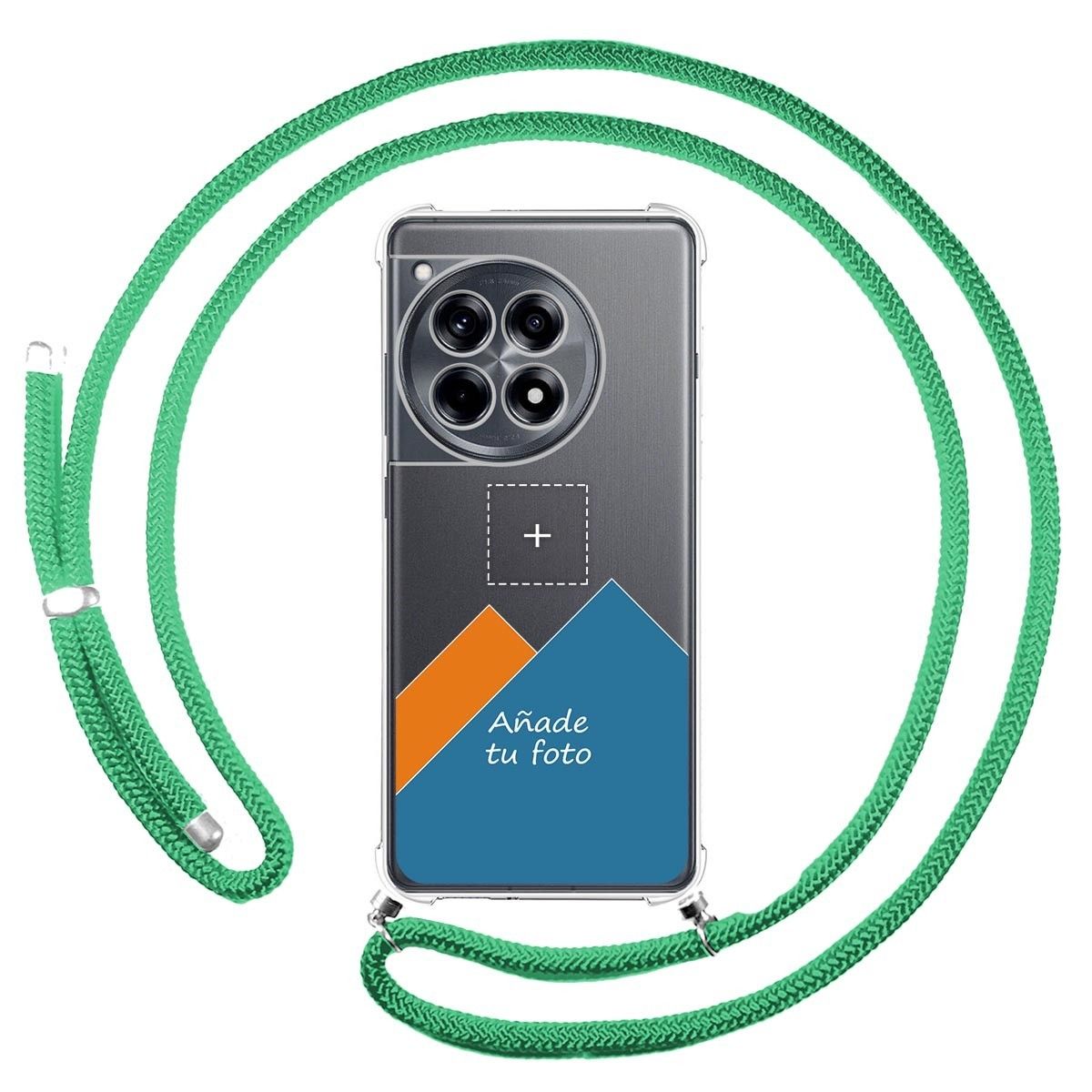 Personaliza tu Funda Colgante Transparente para Oneplus 12R 5G con Cordon Verde Agua Dibujo Personalizada