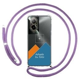 Personaliza tu Funda Colgante Transparente para Realme C67 4G con Cordon Morado Dibujo Personalizada