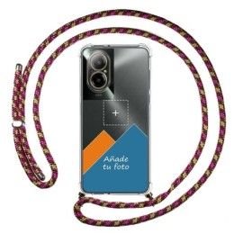 Personaliza tu Funda Colgante Transparente para Realme C67 4G con Cordon Rosa / Dorado Dibujo Personalizada