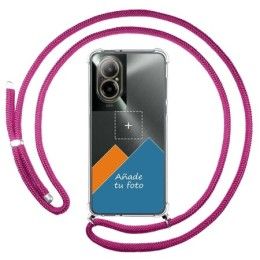 Personaliza tu Funda Colgante Transparente para Realme C67 4G con Cordon Rosa Fucsia Dibujo Personalizada
