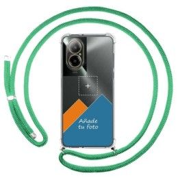 Personaliza tu Funda Colgante Transparente para Realme C67 4G con Cordon Verde Agua Dibujo Personalizada