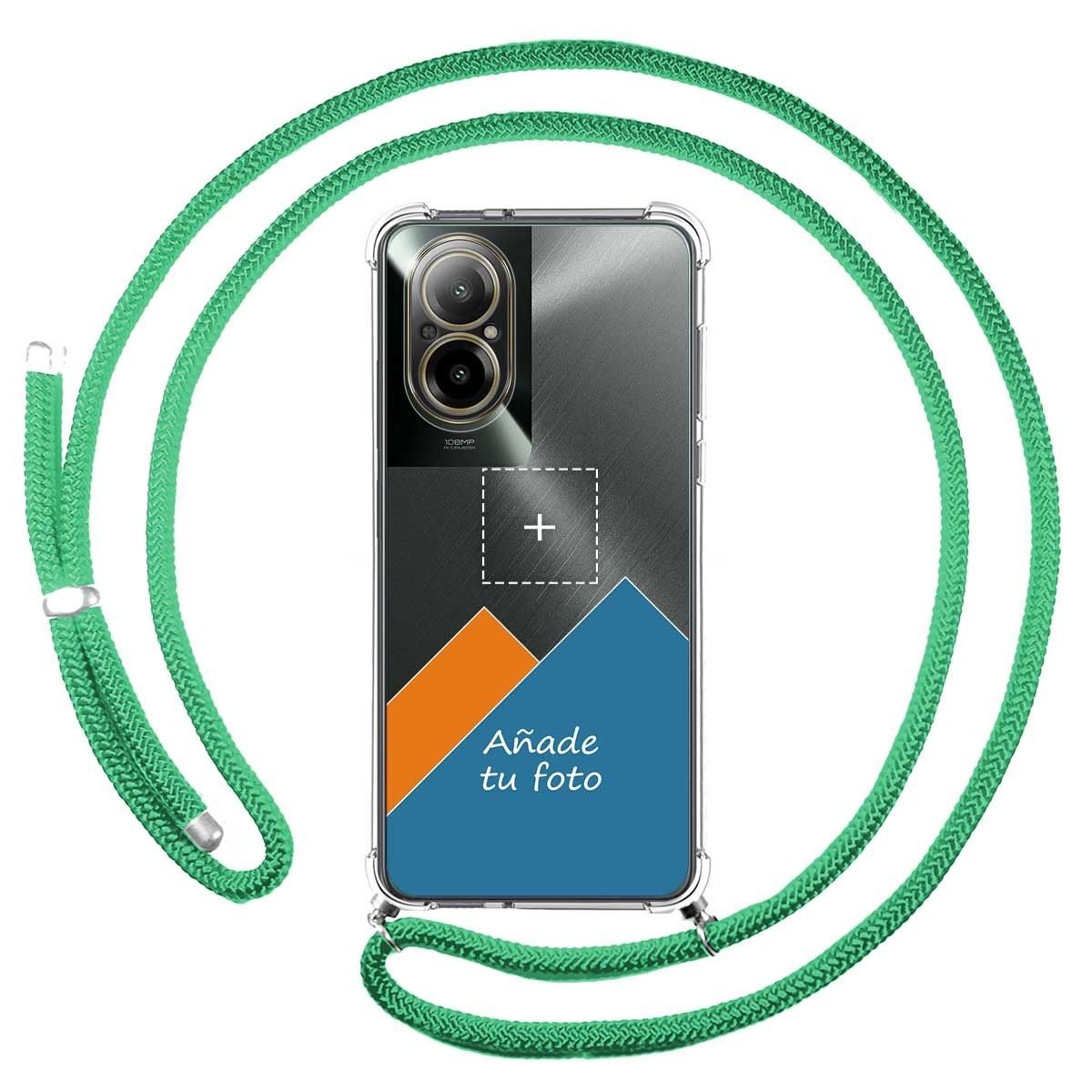 Personaliza tu Funda Colgante Transparente para Realme C67 4G con Cordon Verde Agua Dibujo Personalizada