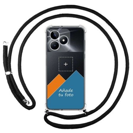 Personaliza tu Funda Colgante Transparente para Realme Note 50 con Cordon Negro Dibujo Personalizada