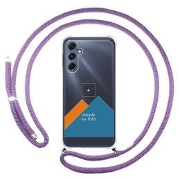 Personaliza tu Funda Colgante Transparente para Samsung Galaxy M34 5G con Cordon Morado Dibujo Personalizada