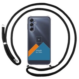 Personaliza tu Funda Colgante Transparente para Samsung Galaxy M34 5G con Cordon Negro Dibujo Personalizada
