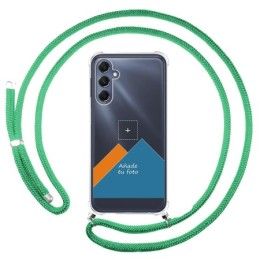 Personaliza tu Funda Colgante Transparente para Samsung Galaxy M34 5G con Cordon Verde Agua Dibujo Personalizada