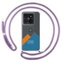 Personaliza tu Funda Colgante Transparente para Xiaomi 14 Pro 5G con Cordon Morado Dibujo Personalizada
