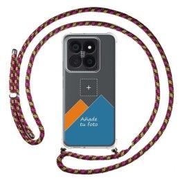 Personaliza tu Funda Colgante Transparente para Xiaomi 14 Pro 5G con Cordon Rosa / Dorado Dibujo Personalizada