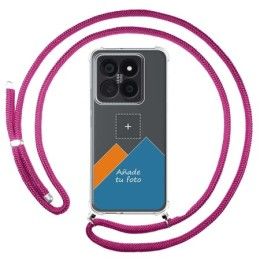 Personaliza tu Funda Colgante Transparente para Xiaomi 14 Pro 5G con Cordon Rosa Fucsia Dibujo Personalizada