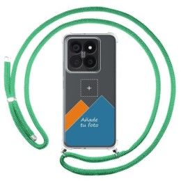 Personaliza tu Funda Colgante Transparente para Xiaomi 14 Pro 5G con Cordon Verde Agua Dibujo Personalizada