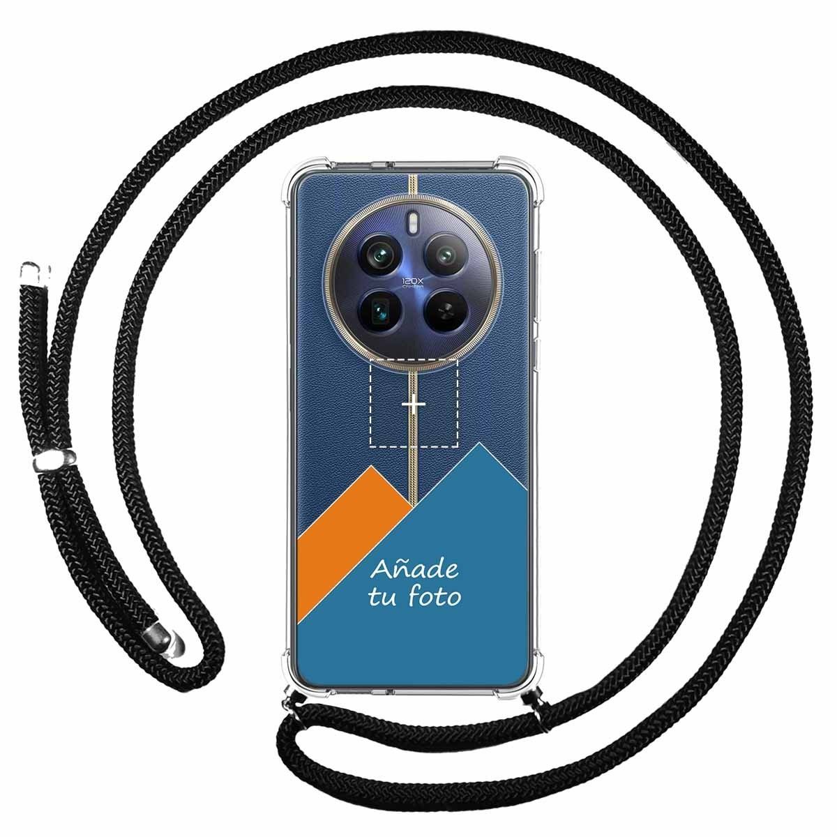 Personaliza tu Funda Colgante Transparente para Realme 12 Pro 5G / 12 Pro Plus 5G con Cordon Negro Personalizada