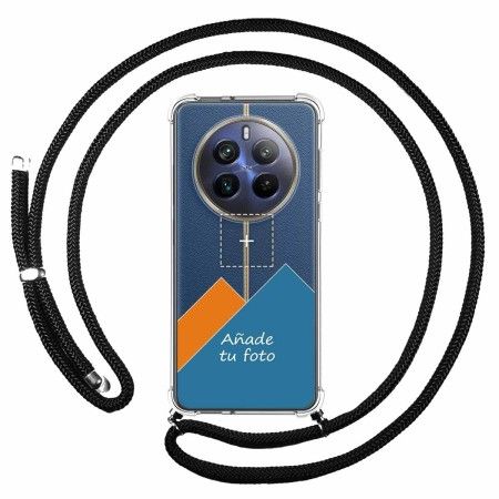 Personaliza tu Funda Colgante Transparente para Realme 12 Pro 5G / 12 Pro Plus 5G con Cordon Negro Personalizada