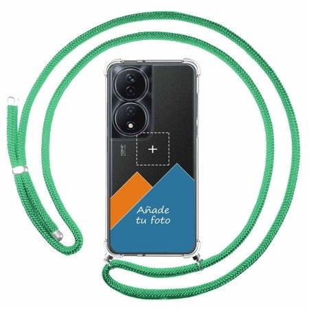 Personaliza tu Funda Colgante Transparente para Huawei Honor X7b con Cordon Verde Agua Dibujo Personalizada