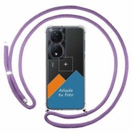 Personaliza tu Funda Colgante Transparente para Huawei Honor 90 Smart 5G con Cordon Morado Dibujo Personalizada