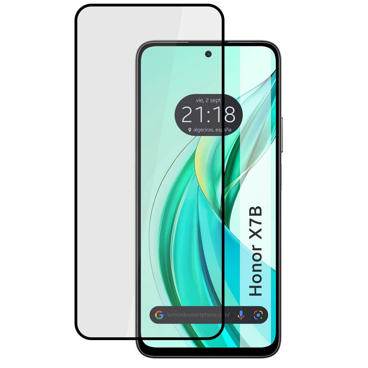 Protector Cristal Templado Completo 5D Full Glue Negro para Huawei Honor X7b Vidrio