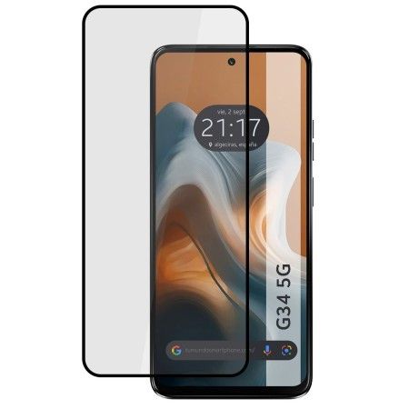 Protector Cristal Templado Completo 5D Full Glue Negro para Motorola Moto G34 5G Vidrio