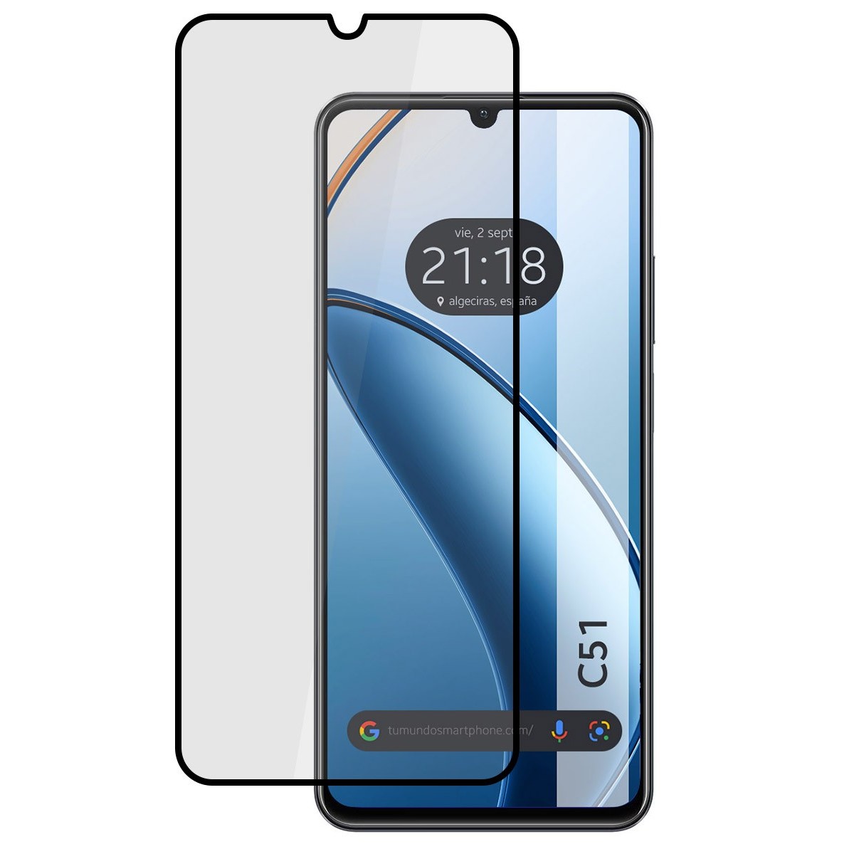 Protector Cristal Templado Completo 5D Full Glue Negro para Realme C51 Vidrio