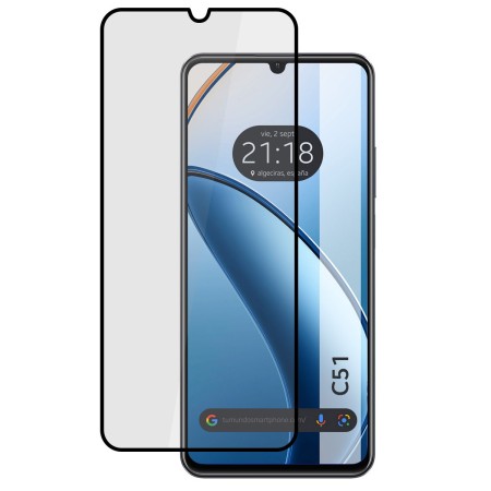 Protector Cristal Templado Completo 5D Full Glue Negro para Realme C51 Vidrio