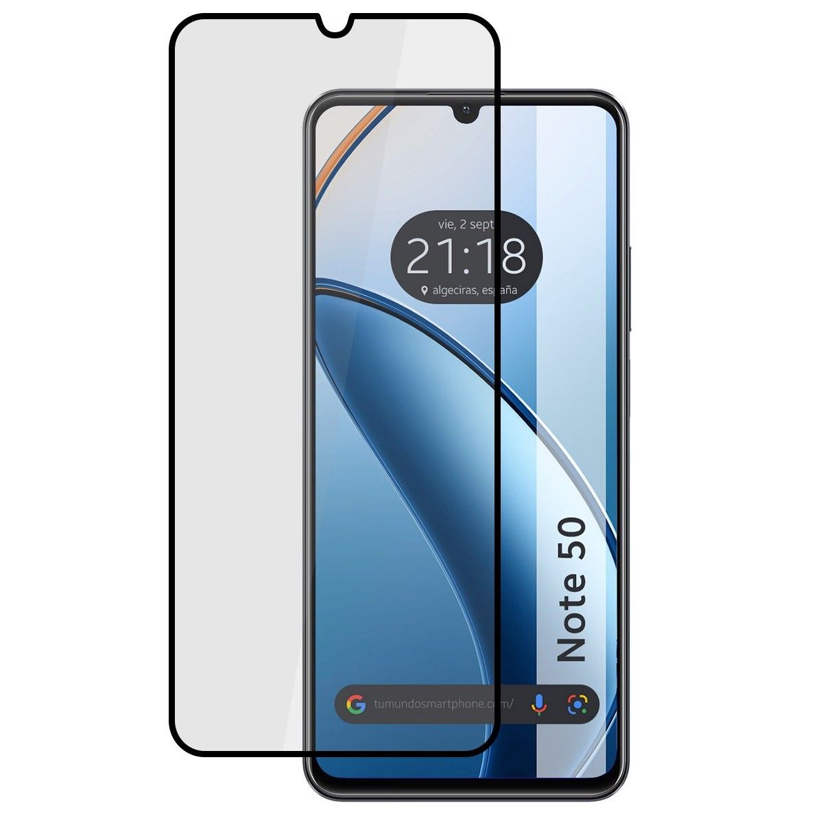 Protector Cristal Templado Completo 5D Full Glue Negro para Realme Note 50 Vidrio