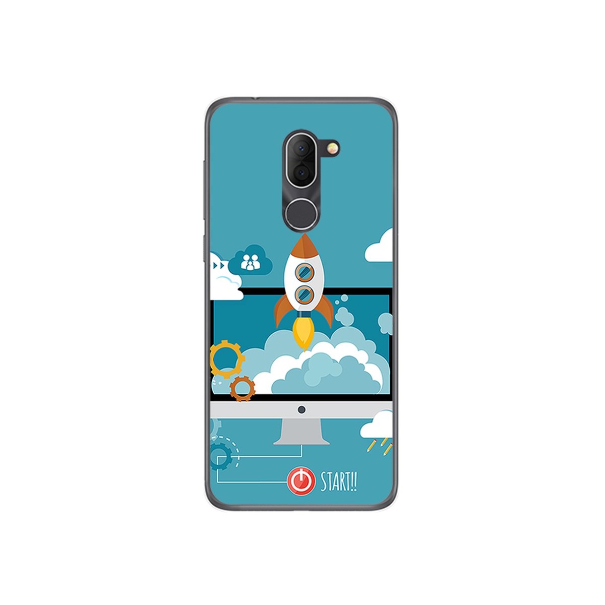 Funda Gel Tpu para Alcatel 3x Diseño Cohete Dibujos