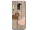 Funda Gel Tpu para Alcatel 3x Diseño Corazones Madera Dibujos