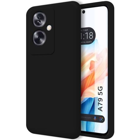 Funda Silicona Líquida Ultra Suave para Oppo A79 5G color Negra
