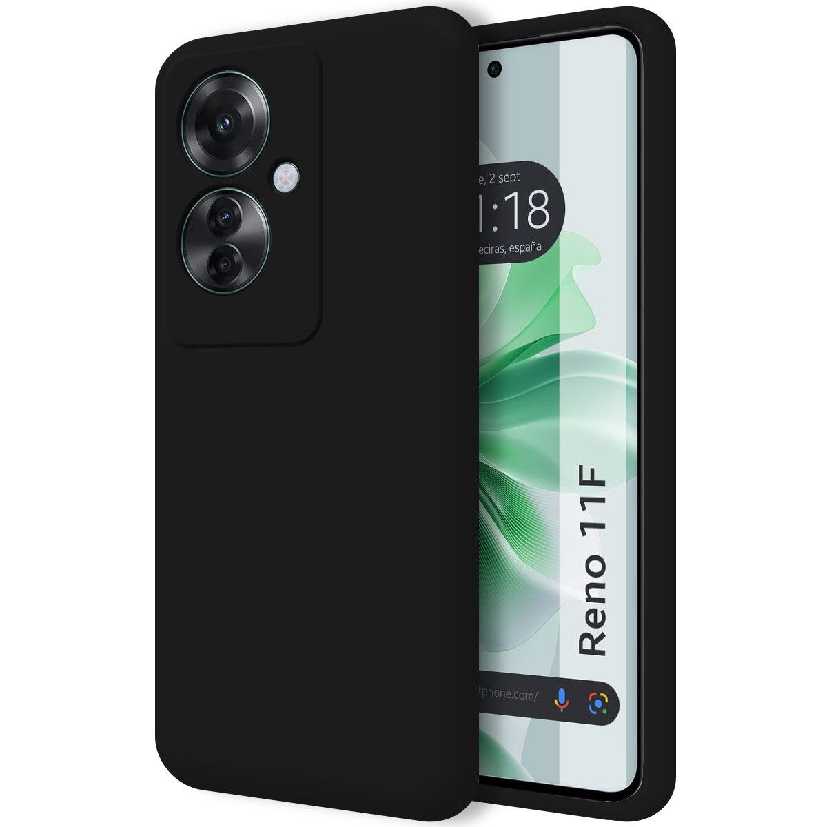 Funda Silicona Líquida Ultra Suave para Oppo Reno 11F 5G color Negro