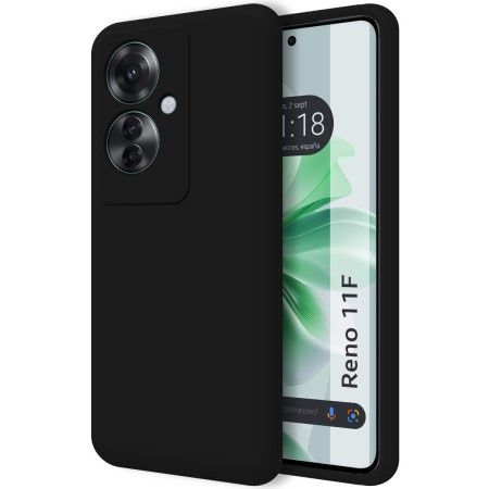 Funda Silicona Líquida Ultra Suave para Oppo Reno 11F 5G color Negro