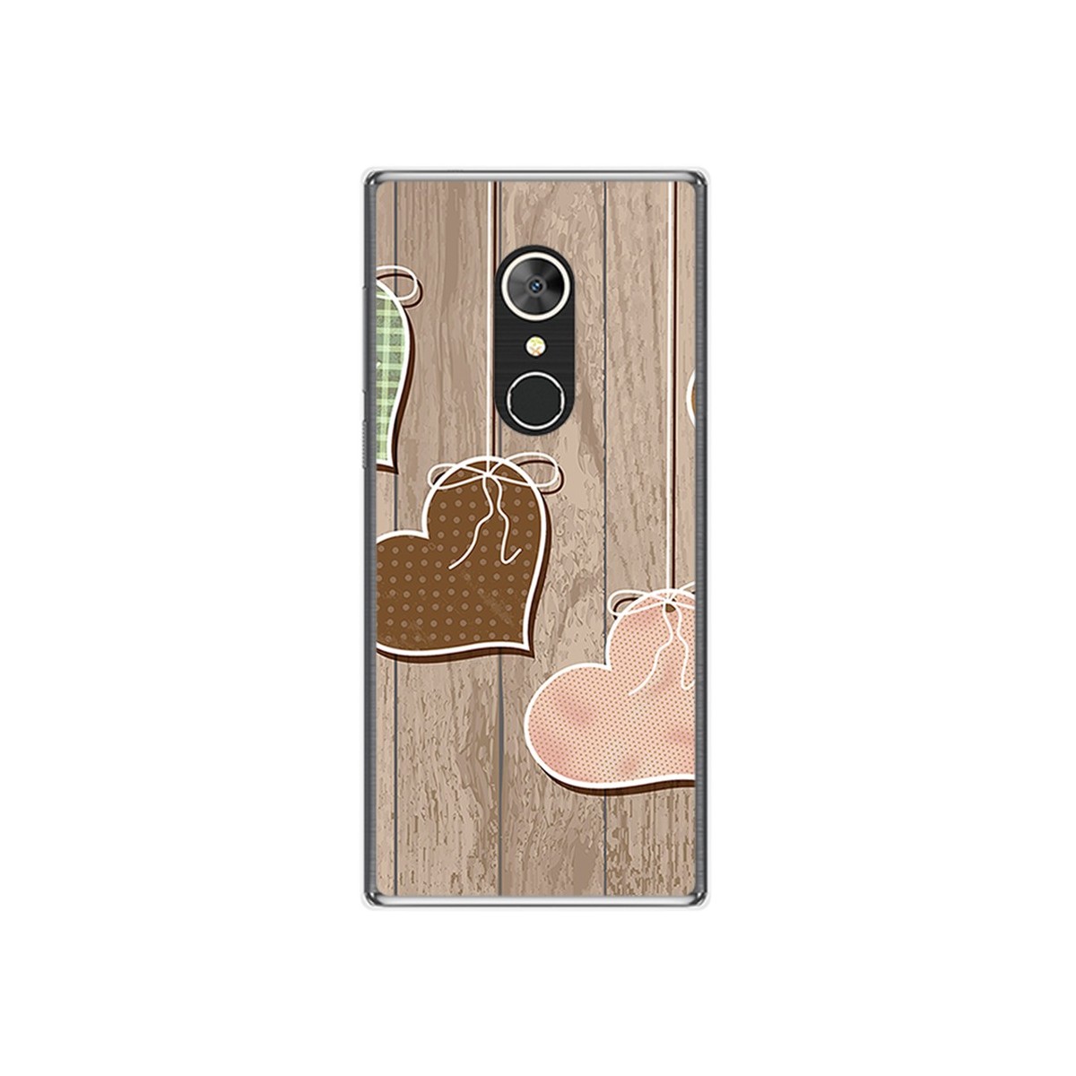 Funda Gel Tpu para Alcatel 5 Diseño Corazones Madera Dibujos
