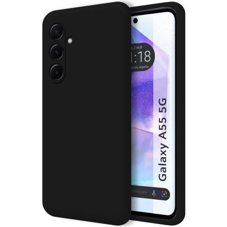 Funda Silicona Líquida Ultra Suave para Samsung Galaxy A55 5G color Negra