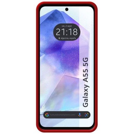 Funda Silicona Líquida Ultra Suave para Samsung Galaxy A55 5G color Roja