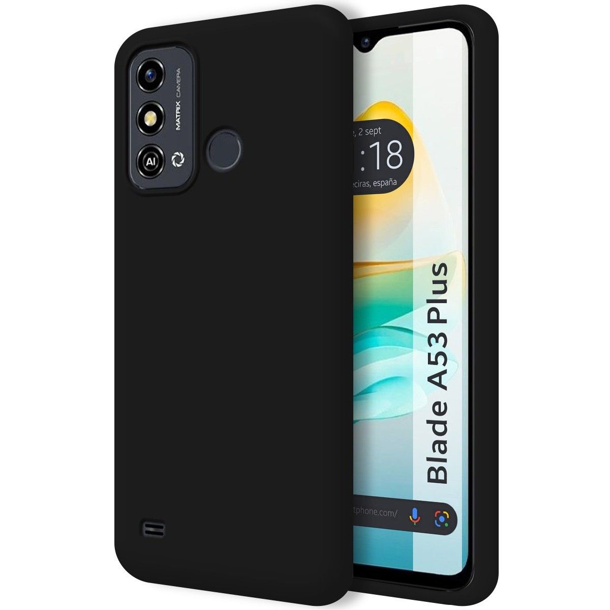 Funda Silicona Líquida Ultra Suave para Zte Blade A53 Plus color Negra