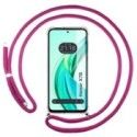 Funda Colgante Transparente para Huawei Honor X7b con Cordon Rosa Fucsia