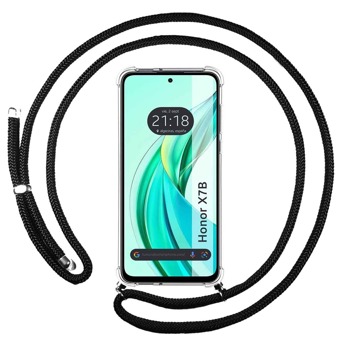 Funda Colgante Transparente para Huawei Honor X7b con Cordon Negro
